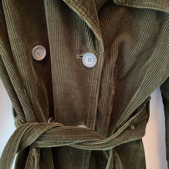 LL Bean olive green fall trench coat cord, small - Picture 3 of 6